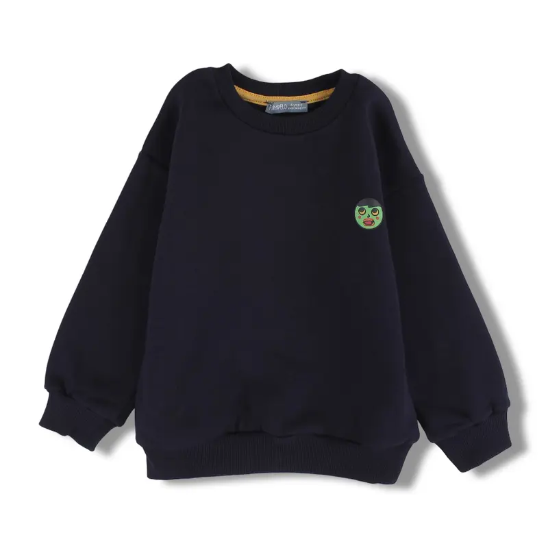 Boys Cotton Sweatshirt  Navy with Colorful Blocks Print