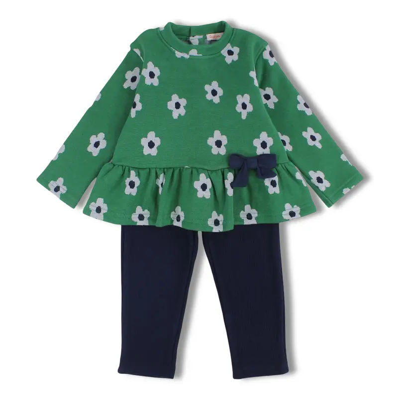 Girls Cotton 2-Piece Outfit Set  Flower Design