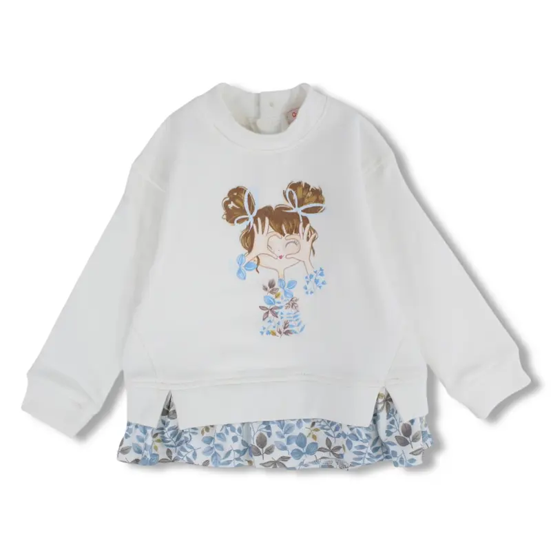 Girls Cotton Blouse   Girl and Floral Design