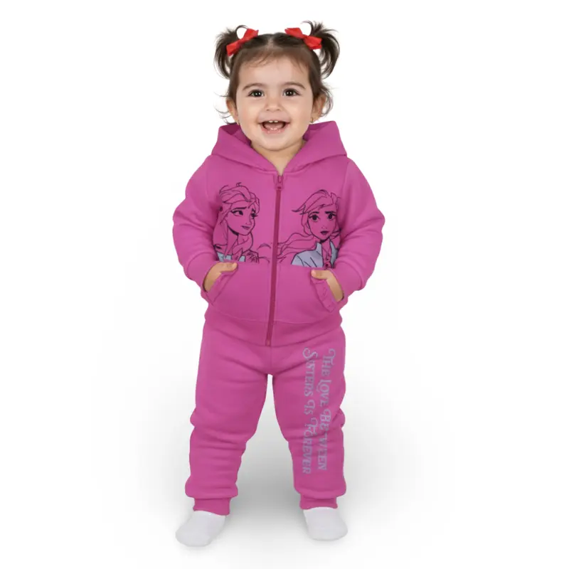Girls Cotton Pajama Set  Fuchsia with Frozen Design