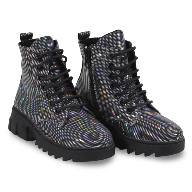 Girls Leather Half Boots  Black