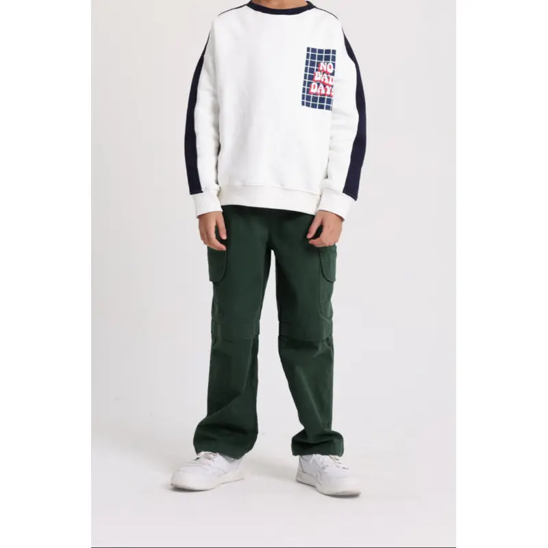 Teens Cotton Sweatshirt  Off-White with "No Bad Days" Print