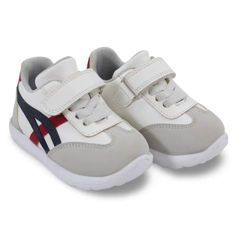 Unisex Baby Leather Sneakers  White/Blue/Red