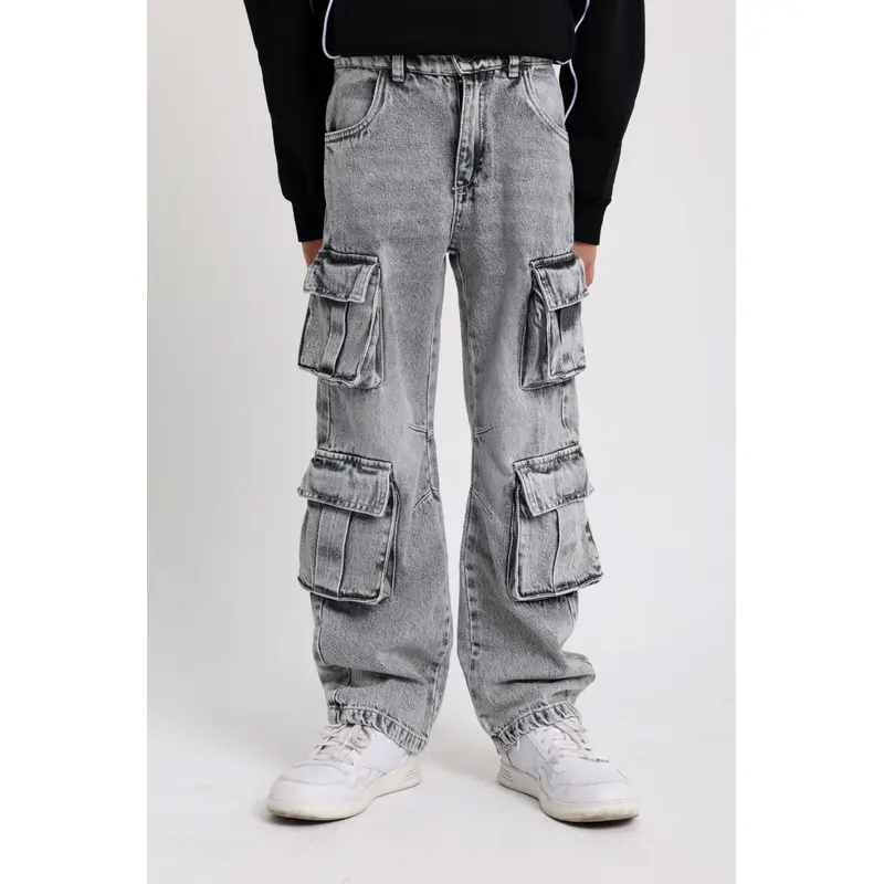 Unisex Cargo Jeans - Light Grey