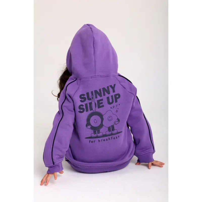 Unisex Cotton Hoodie  Purple with "Sunny Side Up" Print