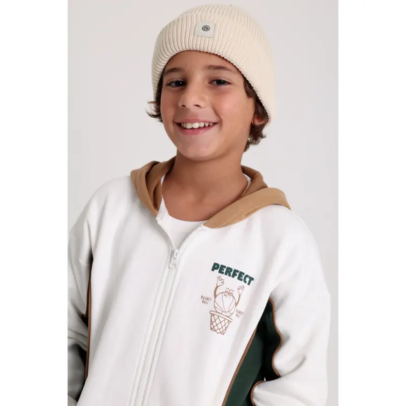 Unisex Cozy Blend Ice Cap  Beige with Happy Smiley