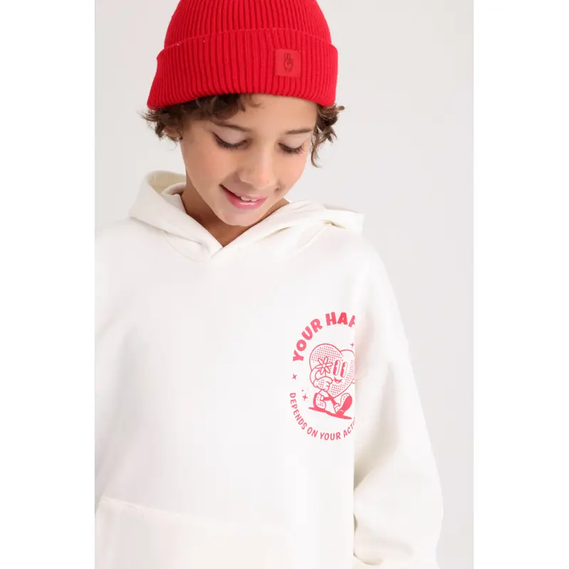 Unisex Cozy Blend Ice Cap  Red with Victory Sign Print