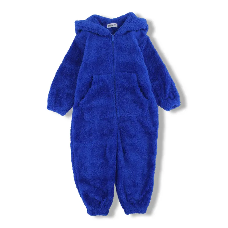 Unisex Fleeced Hooded Onesie Pajama  Blue