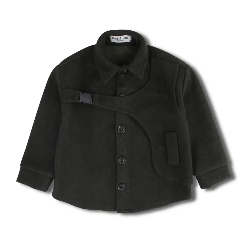 Unisex Wool Shirt  Olive with Front Click