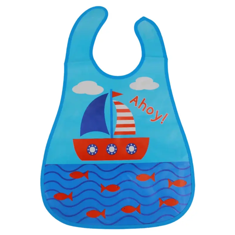 Baby Bib  Babyblue with Boat Design