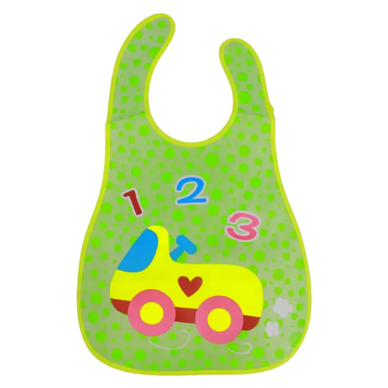 Baby Bib  Green with Car Design