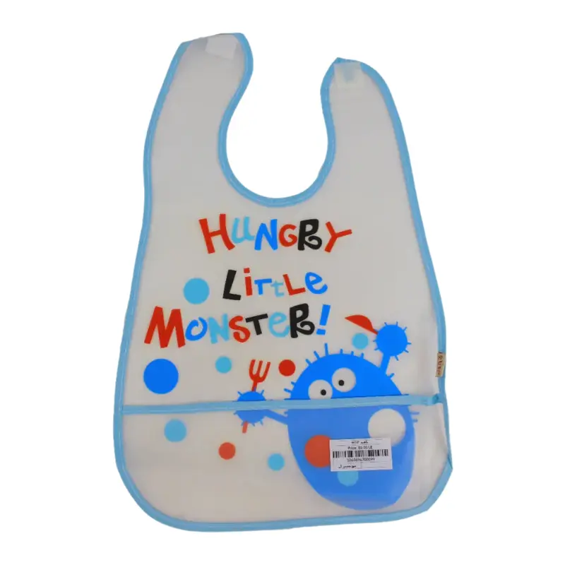 Baby Bib  White with Hungry Little Monster Design