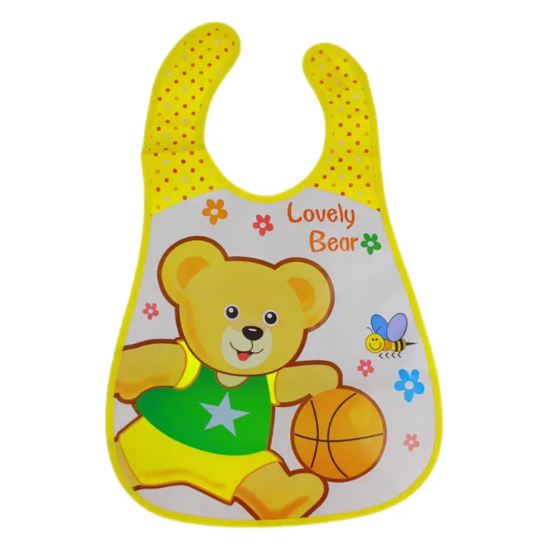 Baby Bib  Yellow with Basketball Bear Design