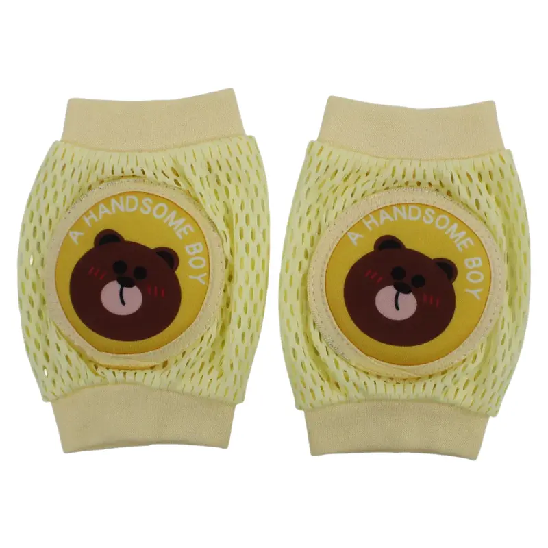 Baby Knee Mesh Pads  Yellow with Bear Design