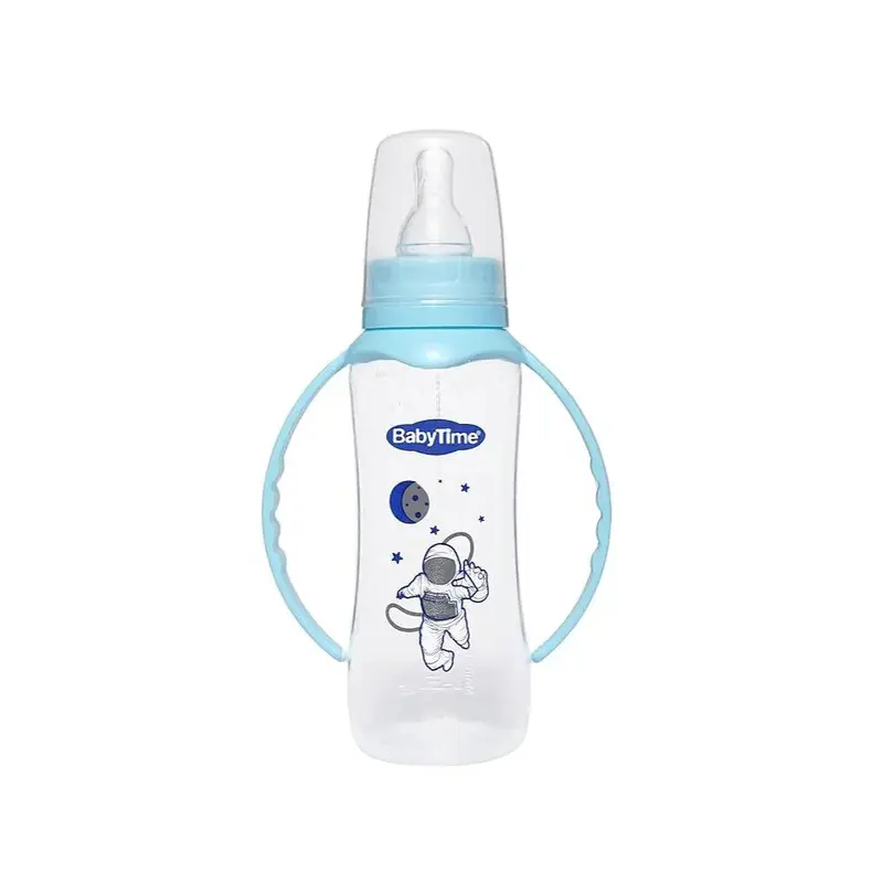 Baby Time Baby Wide Neck Bottle With Handles 250ml  Light Blue