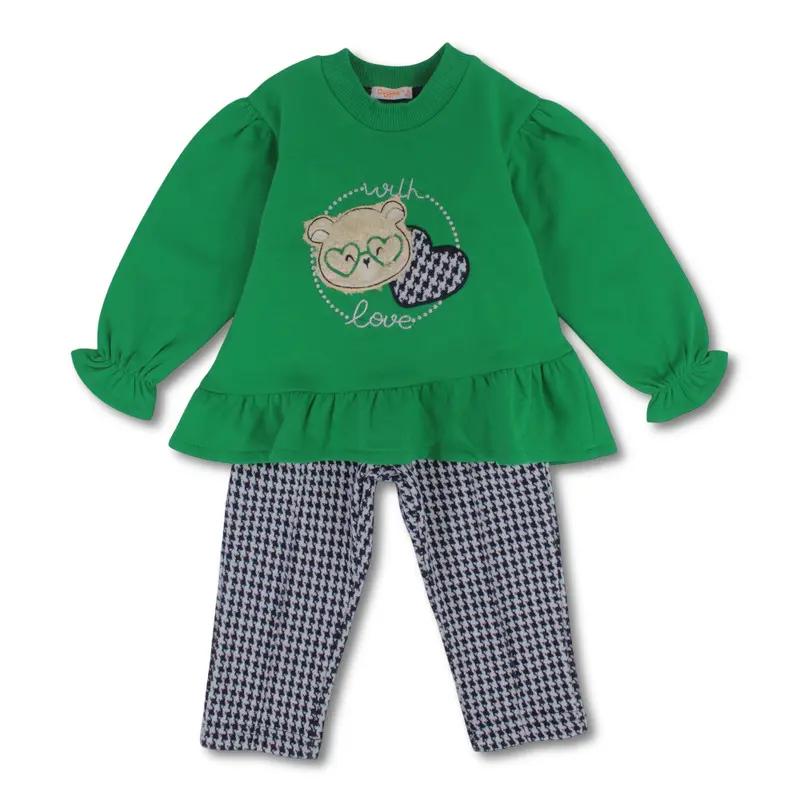 Girls Cotton 2-Piece Outfit Set - Bear Design