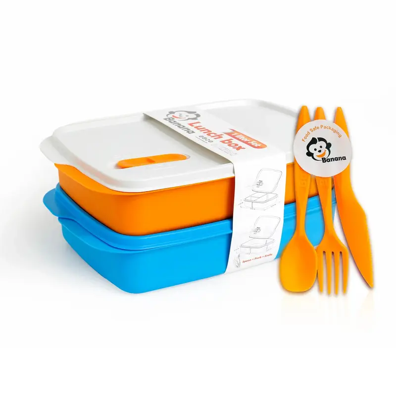 Plastic Lunch Box Set  Blue (2-Piece of 1L)