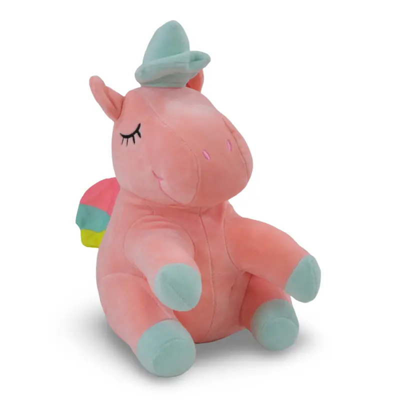 Sleeping Unicorn Soft Plush Toy  Salmon