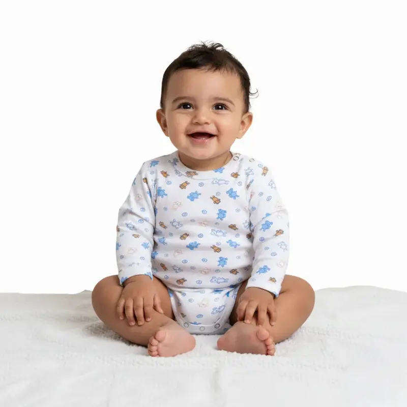 Unisex Baby Cotton Long-Sleeved Underwear Printed Bodysuit - Assorted Prints