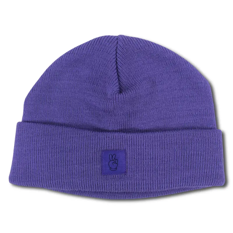 Unisex Wool Ice Cap - Purple with Victory Sign Appliqued