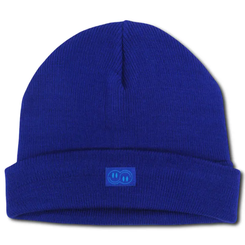 Unisix Wool Ice Cap - Royal Blue with 2 Smiley Faces Appliqued