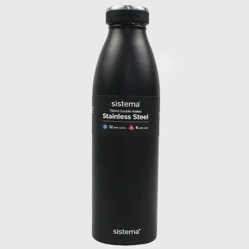 BLACK SISTEMA HYDRATION 750ML STAINLESS STEEL BOTTLE