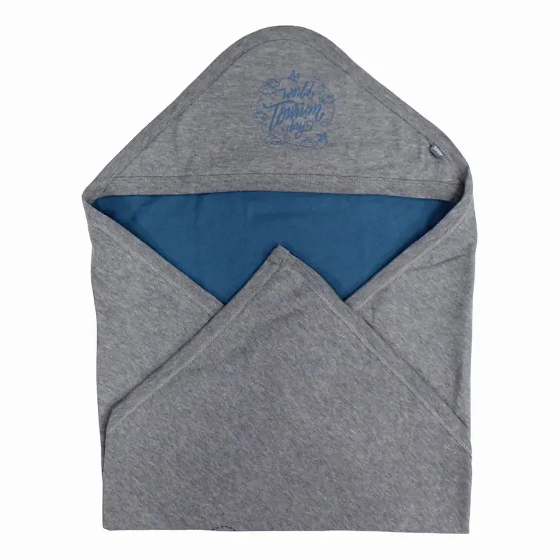 Cotton Baby Blanket  Grey & Indigo With Tourism Day Design