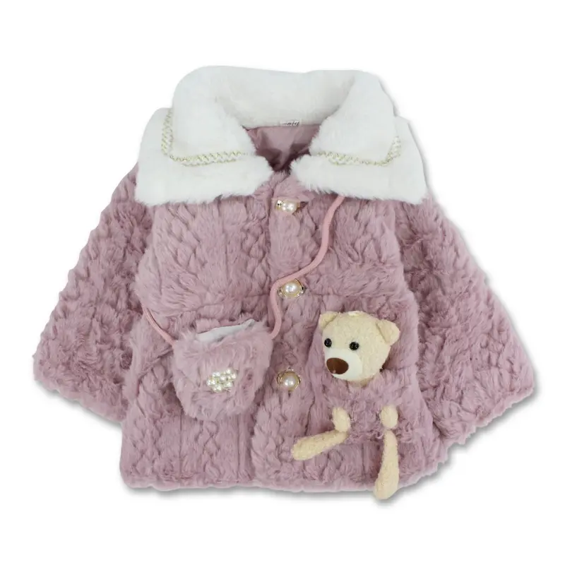 Girls Fleeced Jacket - Teddy Bear Detail
