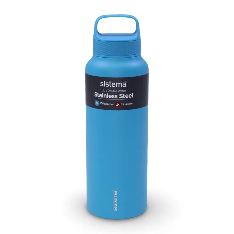 Sistema Double Walled Stainless Steel Water Bottle  Blue (1L)