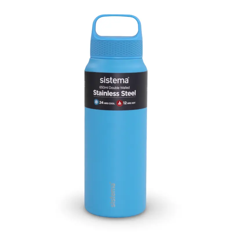 Sistema Double Walled Stainless Steel Water Bottle  Blue ( 650ml )
