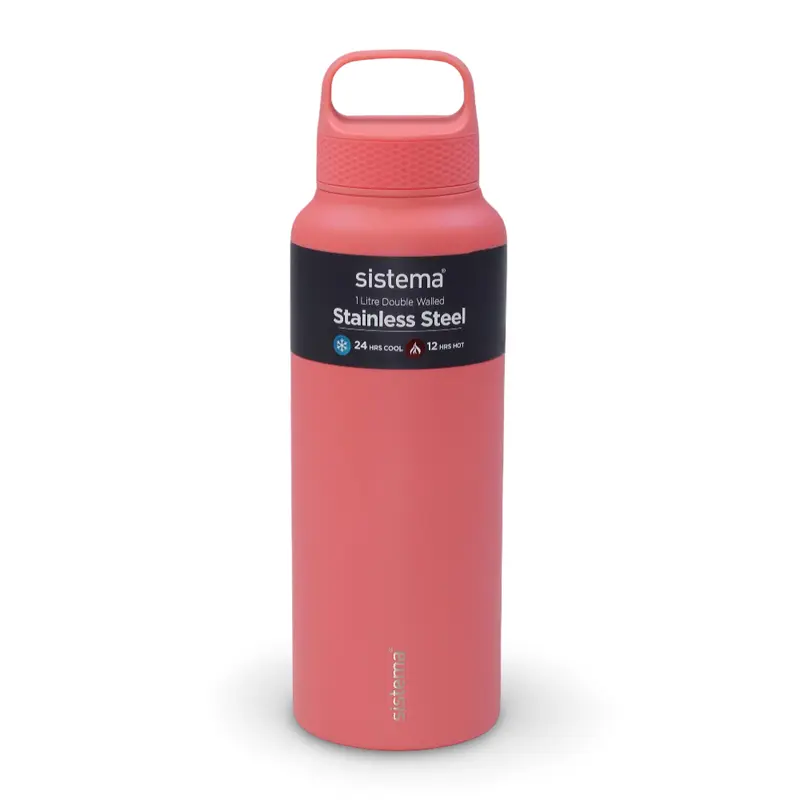 Sistema Double Walled Stainless Steel Water Bottle  Salmon (1L)