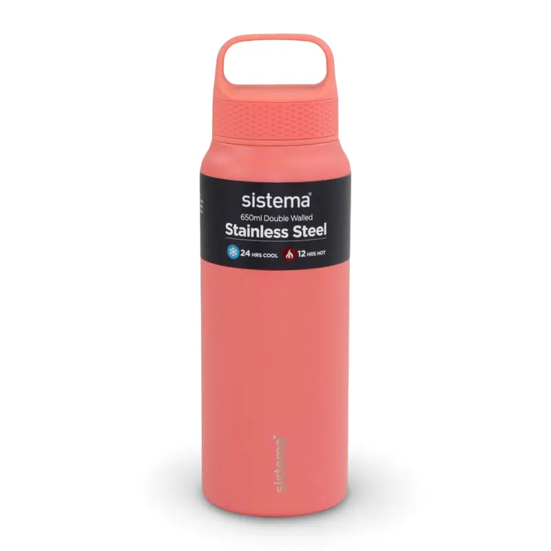Sistema Double Walled Stainless Steel Water Bottle  Salmon ( 650ml )