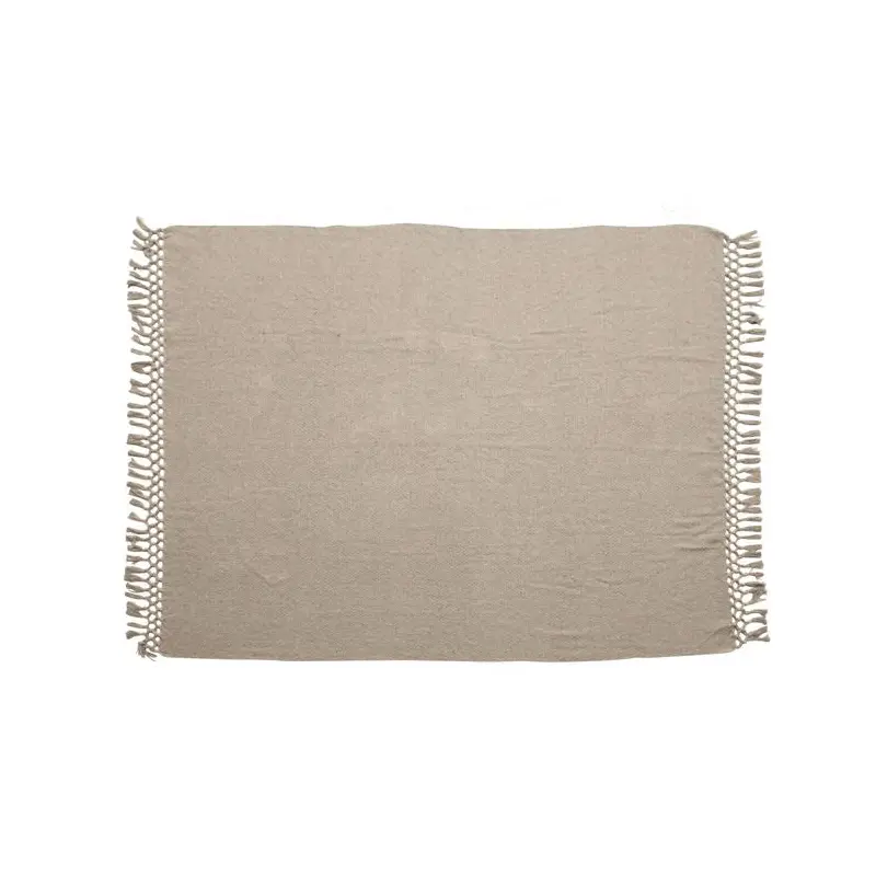 Sanna Picks - Cotton Blend Throw with Tassels - Grey