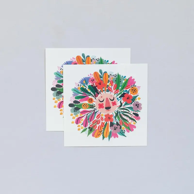 Tattly - Floral Lion Tattoo Pair