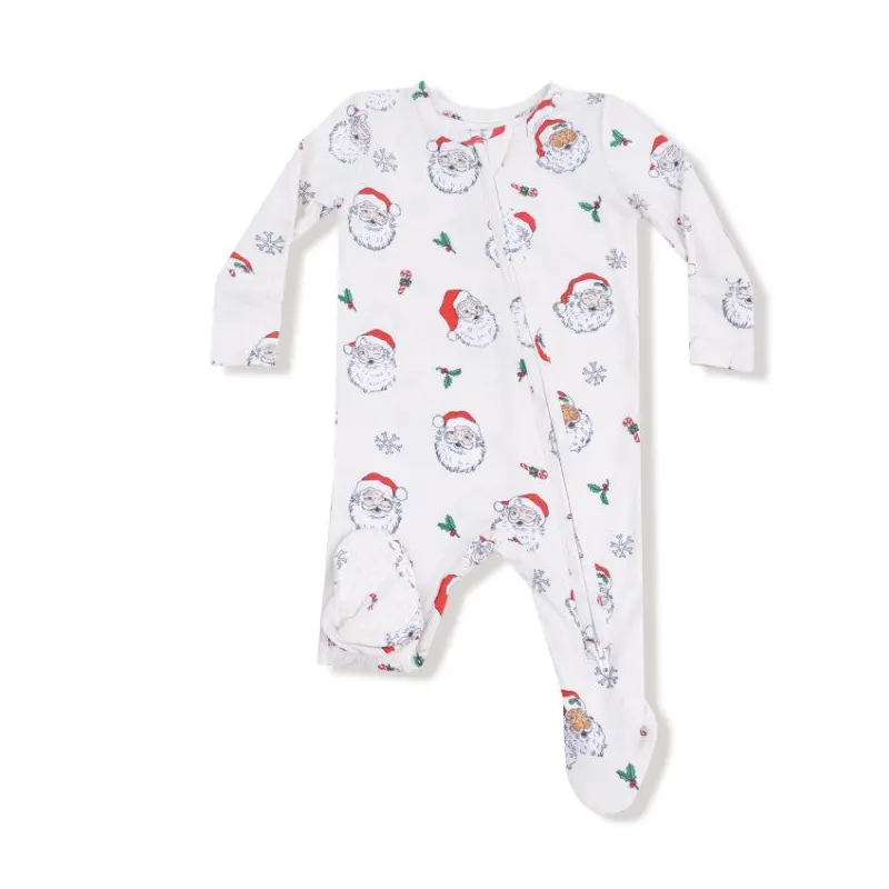 2 Way Zipper Footie - Vintage Santas