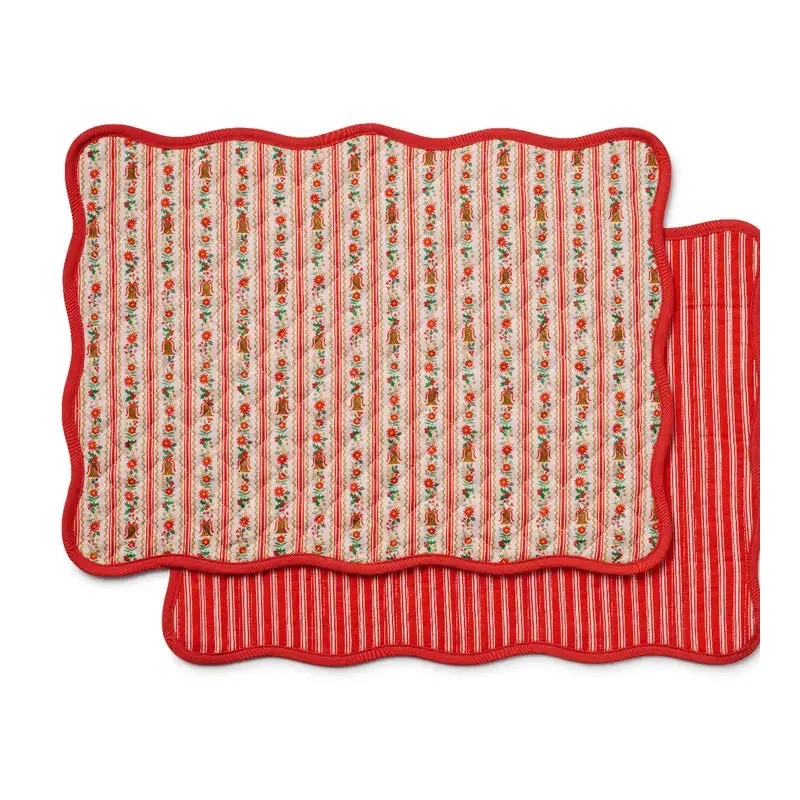 Rifle Paper Co. - Quilted Cotton Placemats - Set of 4 - Holly Jolly