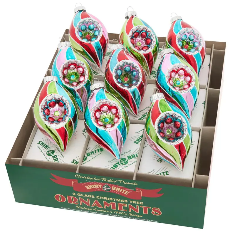 Shiny Brite - Festive Fete 2.5" Reflector Tulips - Set of 9