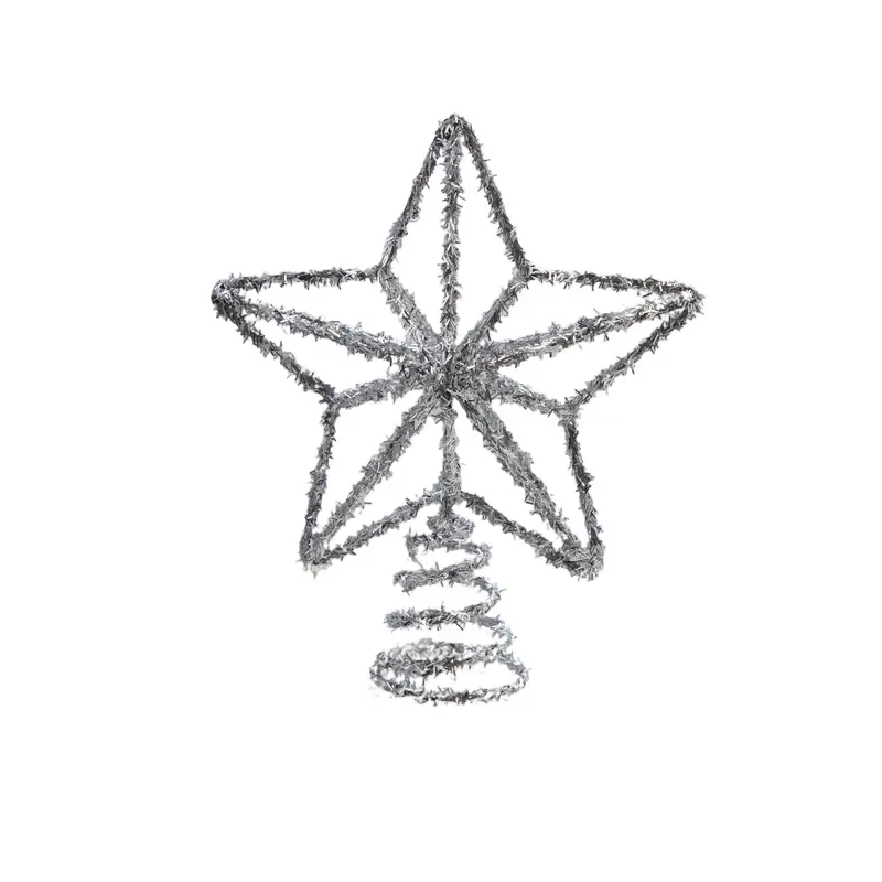 Tinsel Star Tree Topper - Silver
