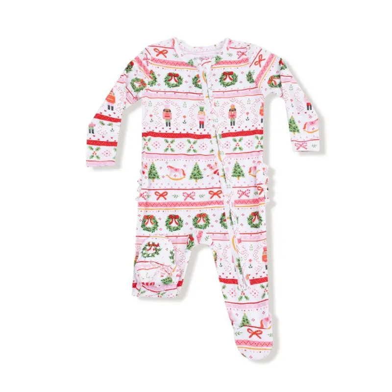 Two Way Ruffle Zipper Footie - Sugar Plum Fairy