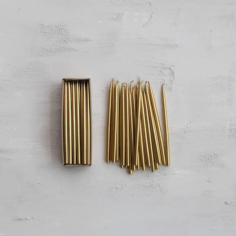 Unscented Thin Taper Candles - Gold