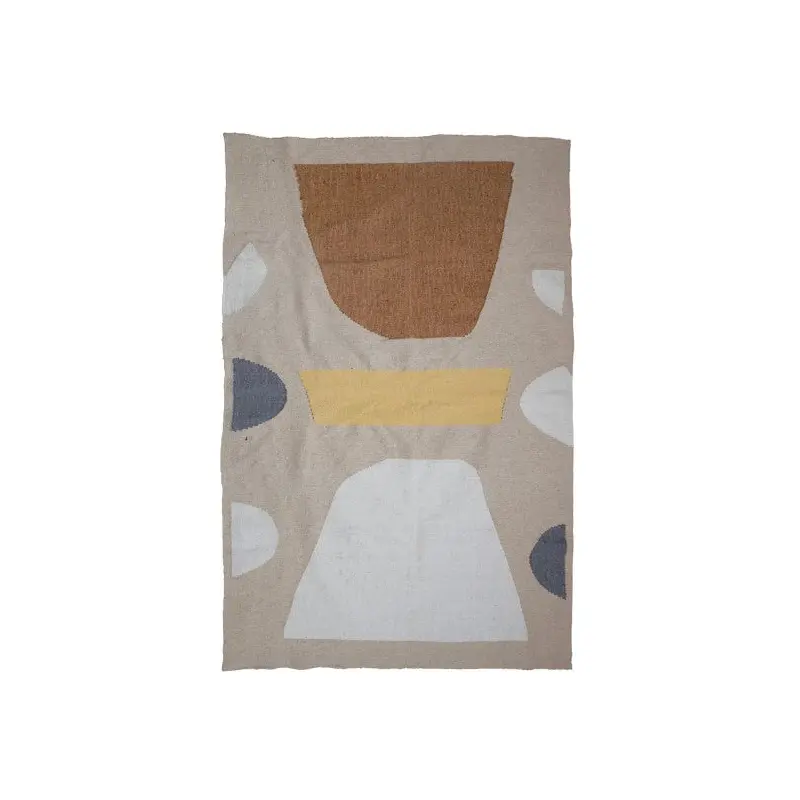 Woven Wool, Jute + Cotton Blend Kilim Rug