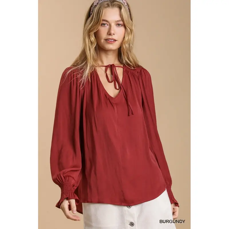 Satin Top - Burgundy - LAST ONE - L