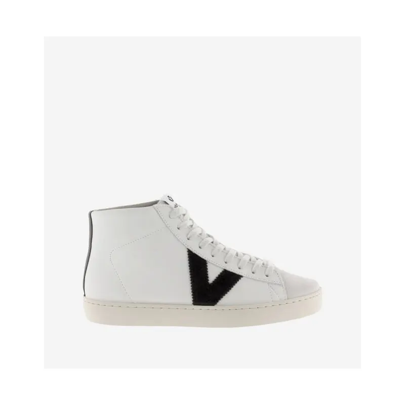 Victoria Shoes - Women's High Top - Berlin Leather + Split Leather - Negro