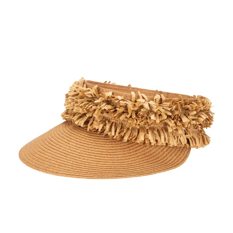 San Diego Hat Company - Women's Ultrabraid Visor with Straw Fringe Band