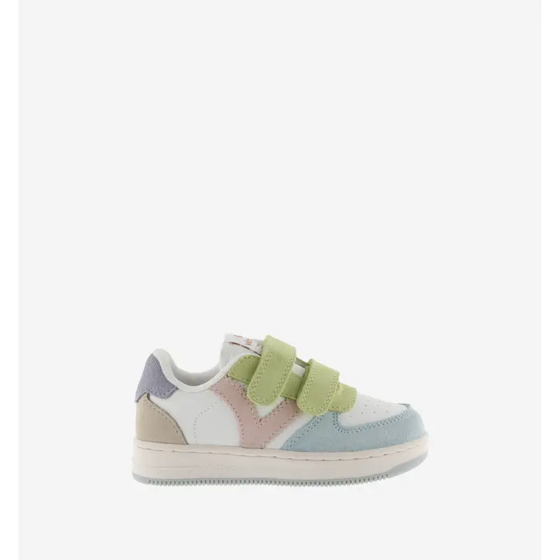 Victoria Shoes - Tiempo Multicolor Split Leather Straps - Celeste