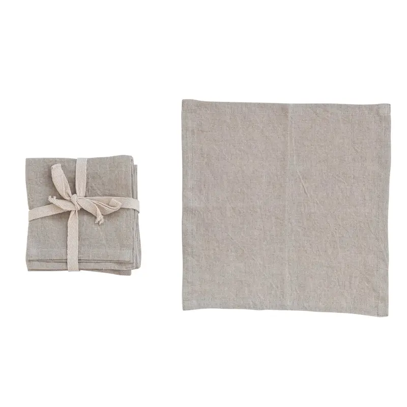 Stonewashed Linen Cocktail Napkins - Natural - Set of 4