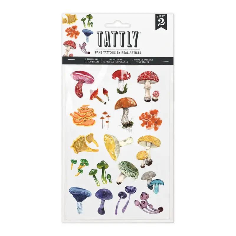 Tattly - Colorful Mushrooms Tattoo Sheet