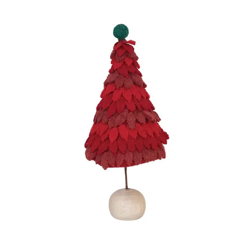 Wool Felt Tree with Wood Ball Base - Large