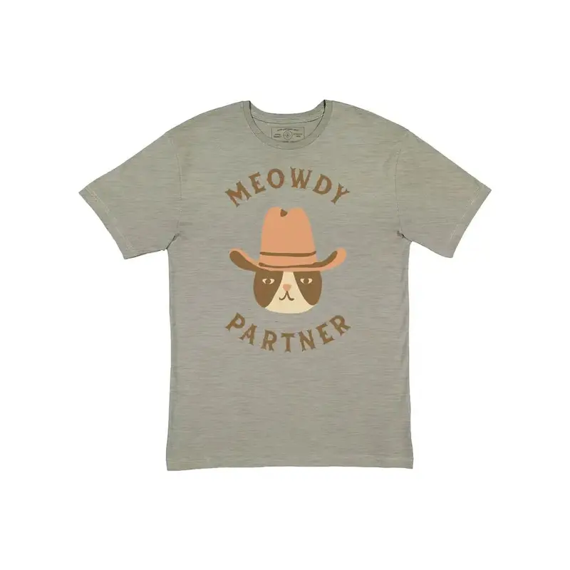 Shop Good Co - Meowdy Partner Kids Tee - Heather Stone