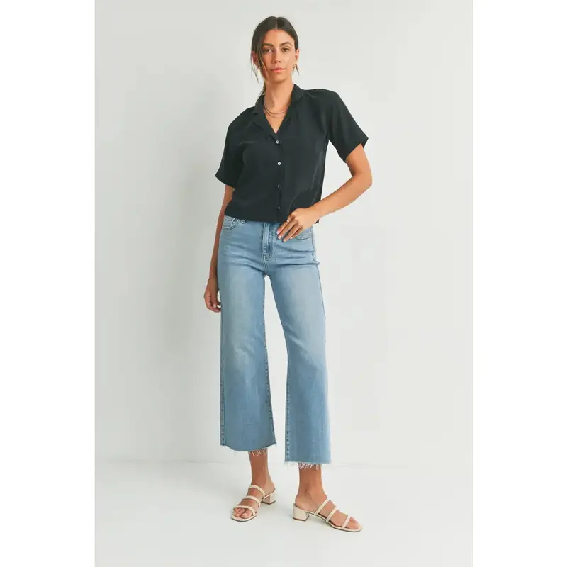 Slim Wide Leg Pant - Medium Denim